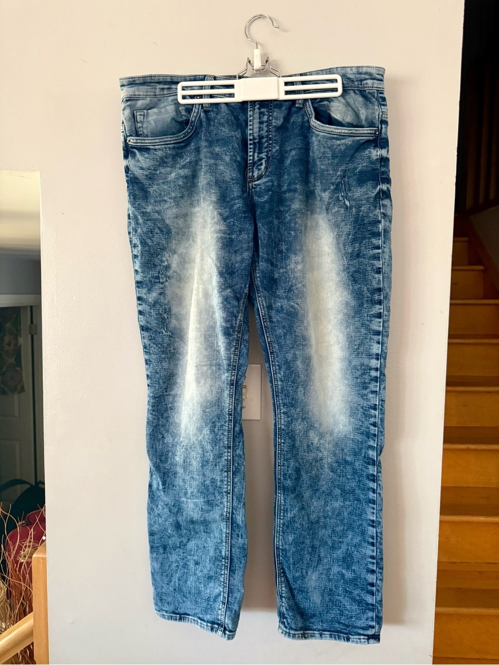 Buffalo David Bitton Ash-X Men's Slim Stretch Jeans Acid Wash Blue 36/32